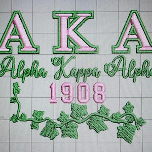 AKA 1908 Alpha Kappa Alpha 1908 embroidery design file 3x3