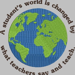 Student&#39;s world earth globe embroidery design file