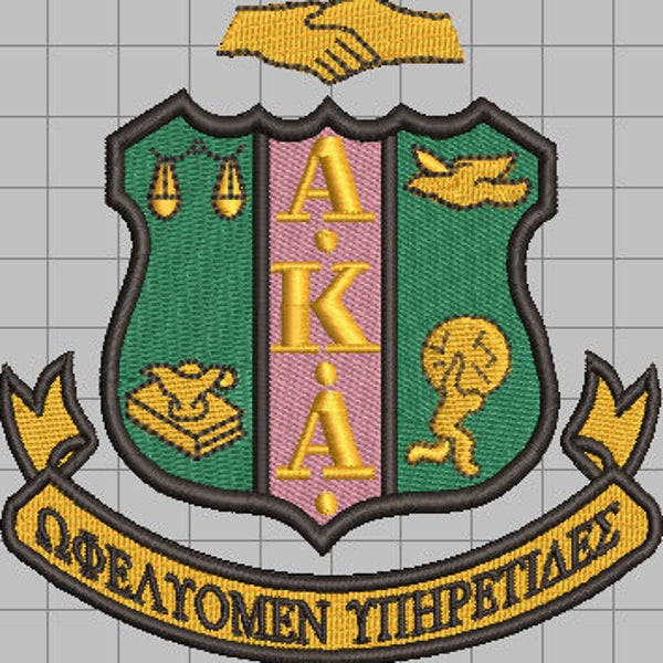 AKA shield embroidery applique design file AKA 1908 Alpha Kappa Alpha 1908
