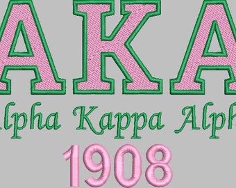 AKA 1908 Alpha Kappa Alpha embroidery design file 4 inch