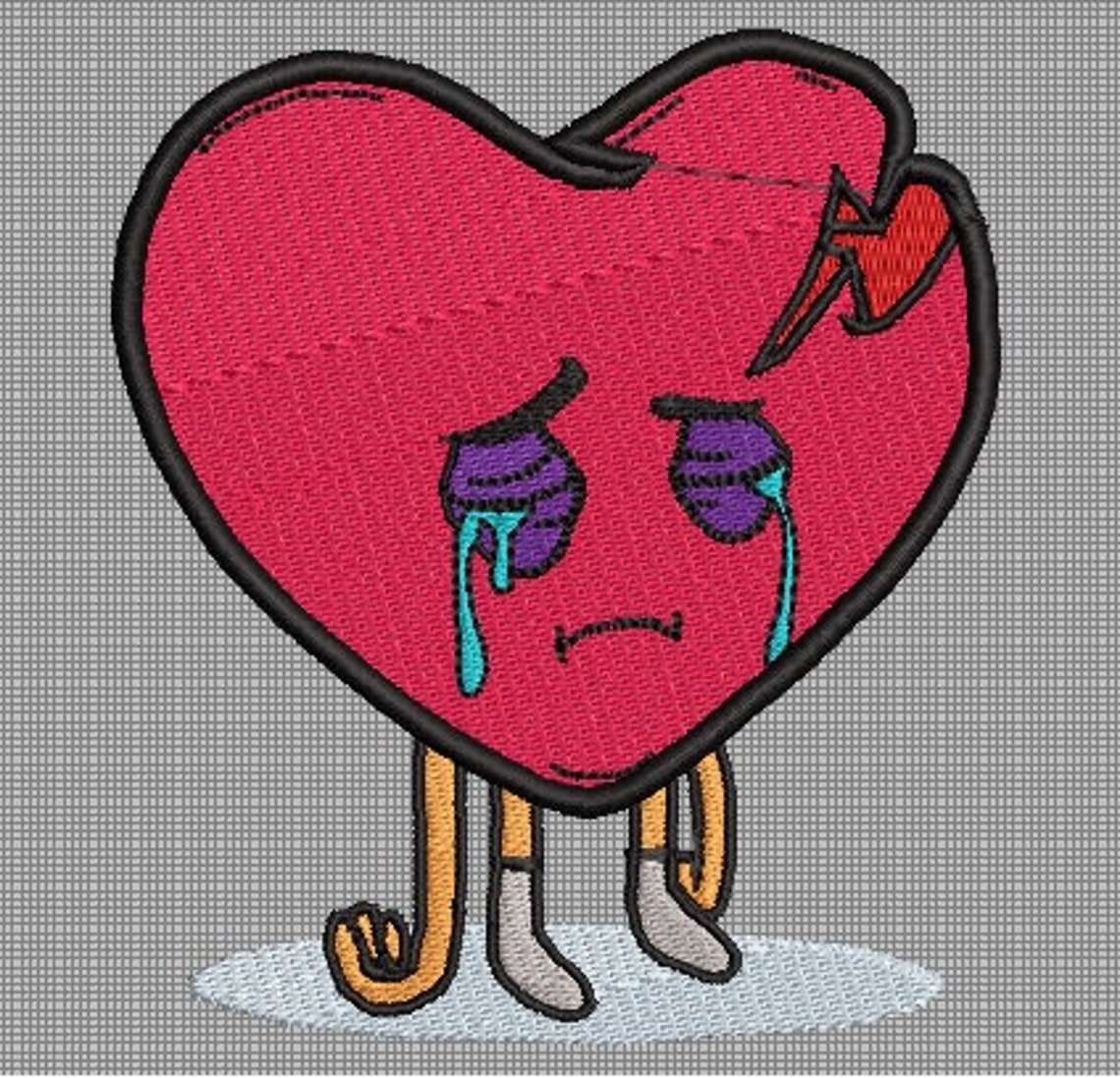 Crying Heart Broken Heart Embroidery File