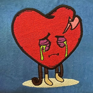 Crying Heart Broken Heart Embroidery File 2 SIZES