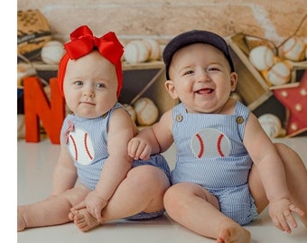 Baseball Sport Baby Girl Boy Romper Bodysuit Outfit Half First Birthday Smash Cake Twins Clothes Jumpsuit