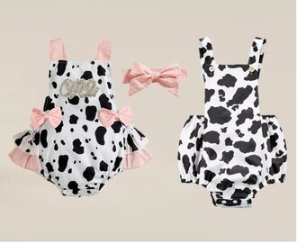 Farm Barnyard First Birthday Romper Party Cowgirl Smash Cake Photo prop Dress Outfit One Pink Twin Cow Birthday Cow Outfit Farm Birthday