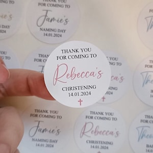 Pegatinas personalizadas para bautizo, etiquetas para bautizo de bebé, pegatinas para recuerdo de fiesta de la ceremonia del día del nombre, bebé recién nacido