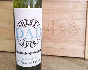 Personalised Father's Day Wine Bottle Label, Gift for Dad or Daddy, New Parent, Father's Day Present, Custom Father's Day Souvenir