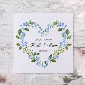 Personalised Floral Wedding Card, Custom Heart Wedding Day Card, Newlyweds Congratulations Wedding Card, Irish Made Wedding Card For Couple