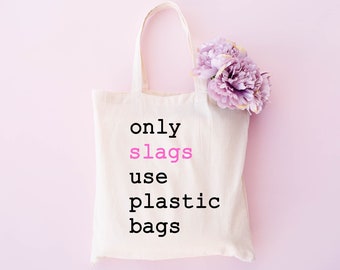 Seuls les scories utilisent des sacs en plastique sac fourre-tout, sac à slogan cadeau drôle grossier gag, cadeau de Noël pour lui ou elle, Secret Santa Men Women