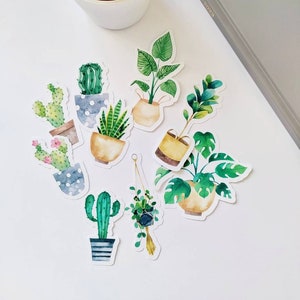 Plant Lover Potted Kamerplant Stickers, Aquarel Botanische Bullet Journal Stickers, Junk Journal Planner Accessoires, Stationary