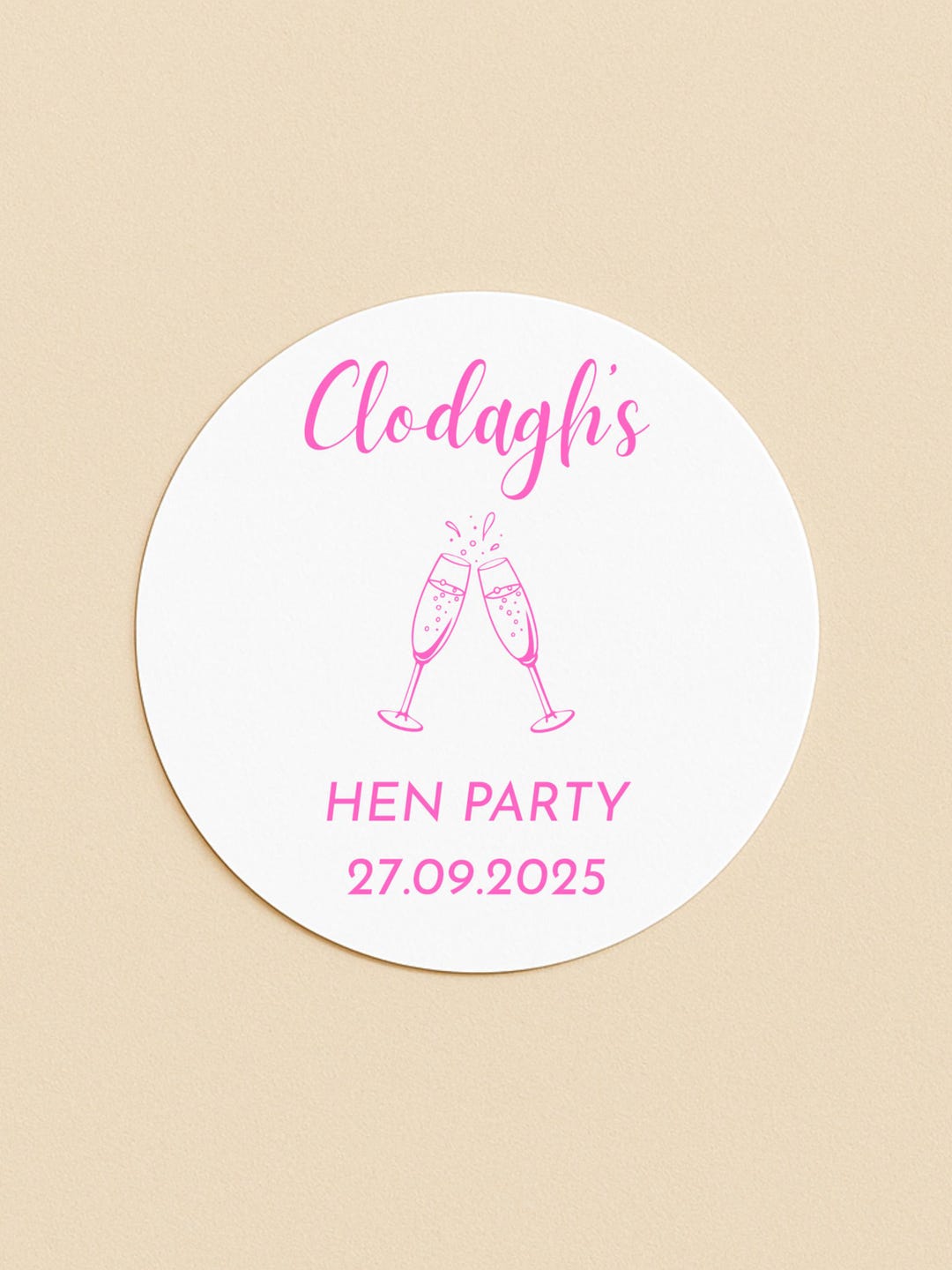 Personalised Hen Party Labels, Pink Bridal Shower Stickers With Custom ...