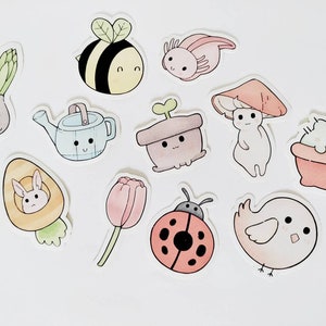 Autocollants esthétiques de jardin Kawaii, autocollants bullet journal colorés, accessoires de planificateur de journal de pacotille, papeterie