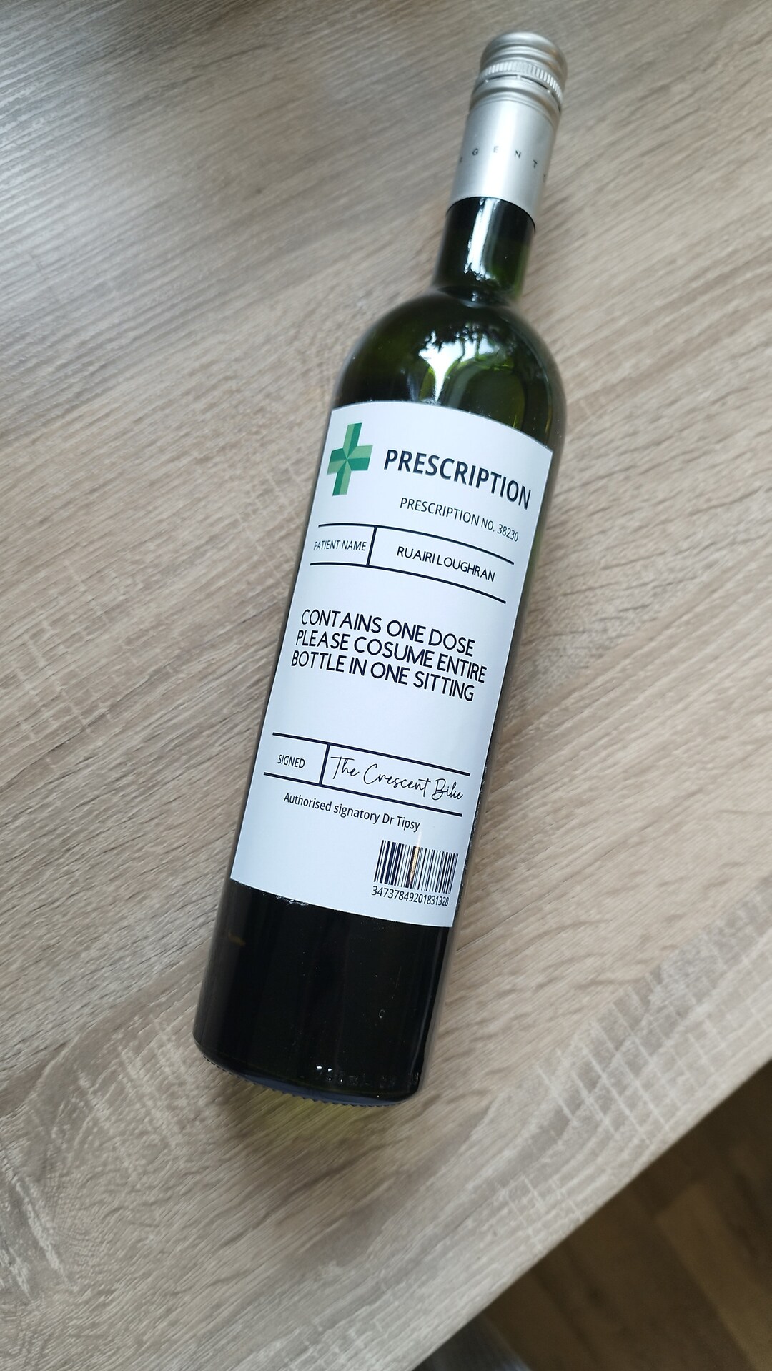 Prescription Rose Wine Label, Rose Wine Bottle Sticker, Wine