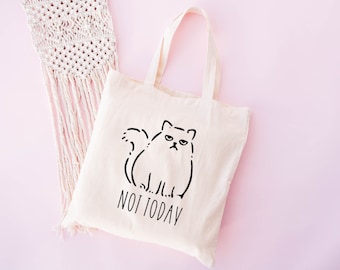 Funny Cat Tote Bag, Large Cotton Shopping Bag, Reusable Tote Bag, Eco Shopping Bag, Funny Quote Bag, Cat Lovers Gift