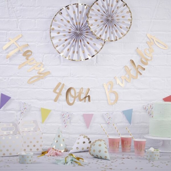 HAPPY 40TH BIRTHDAY Banner | Garland | Birthday decoration | Party accessories | 40th birthday | Party decoration