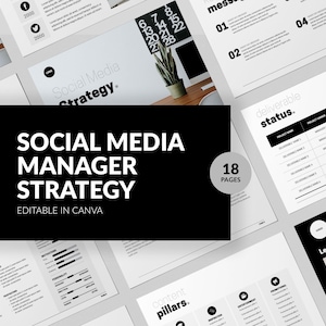 Black Social Media Manager Strategy Template | Client strategy for social media | Canva Marketing proposal for social media managers