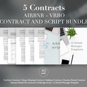 Airbnb Contract and email scripts | Co-host contract | Cleaning Contract | Airbnb Messages | Sublease Agreement | Vacation Rental contract