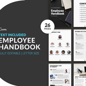 Black Employee Handbook with pre-filled text | Onboarding Welcome Packet | Human Resource Handbook | New Staff Manual | Small businesses
