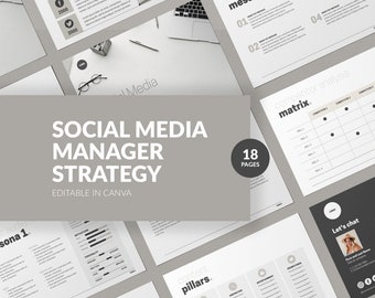 Plantilla de estrategia para gestores de redes sociales: propuesta de cliente de Canva (descarga digital)