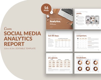 Social Media Analytics Report Template: Canva Presentation (Digital Download)