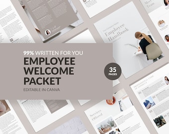 Employee Handbook Template: Onboarding Welcome Packet, HR Manual (Canva, 35 Pages)