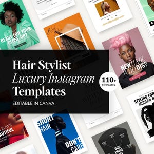 Black hair stylist instagram post templates | Hair extension Instagram for black women | hair salon marketing | hair weave social template