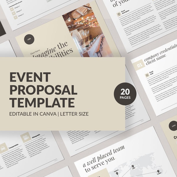 Event planner proposal template clean | New client pitch document | Canva project guide | Business proposal | wedding document brief