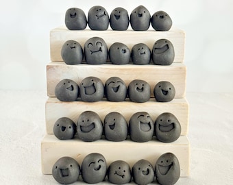 Christmas Coal Nugget Mini Halloween Sculpture Happy Rock (3467)