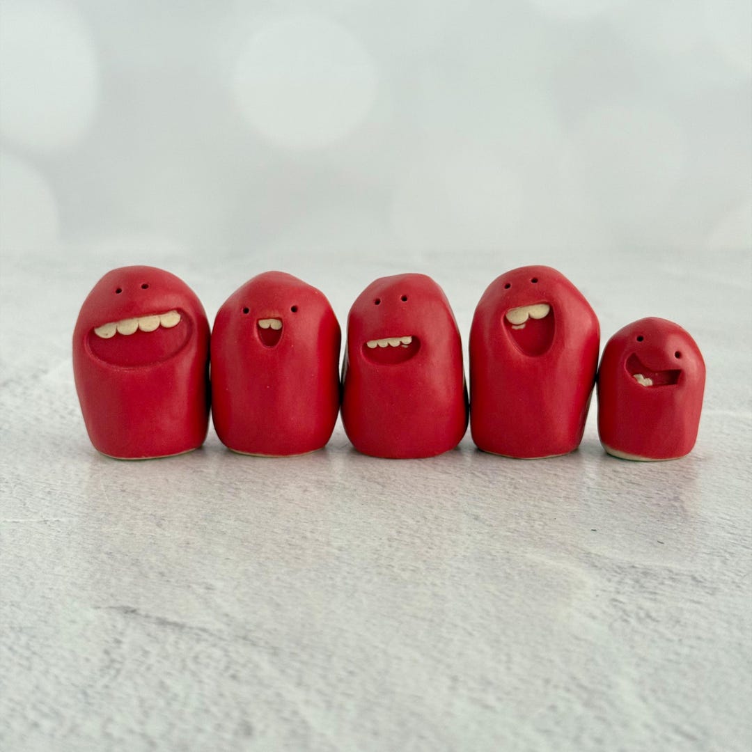 Nugget Red Mini Sculpture Happy Rock With Teeth (3323) - Etsy