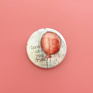 Balloon Button, 1.5 Inch Collectible Pin Back Button, Watercolor Art