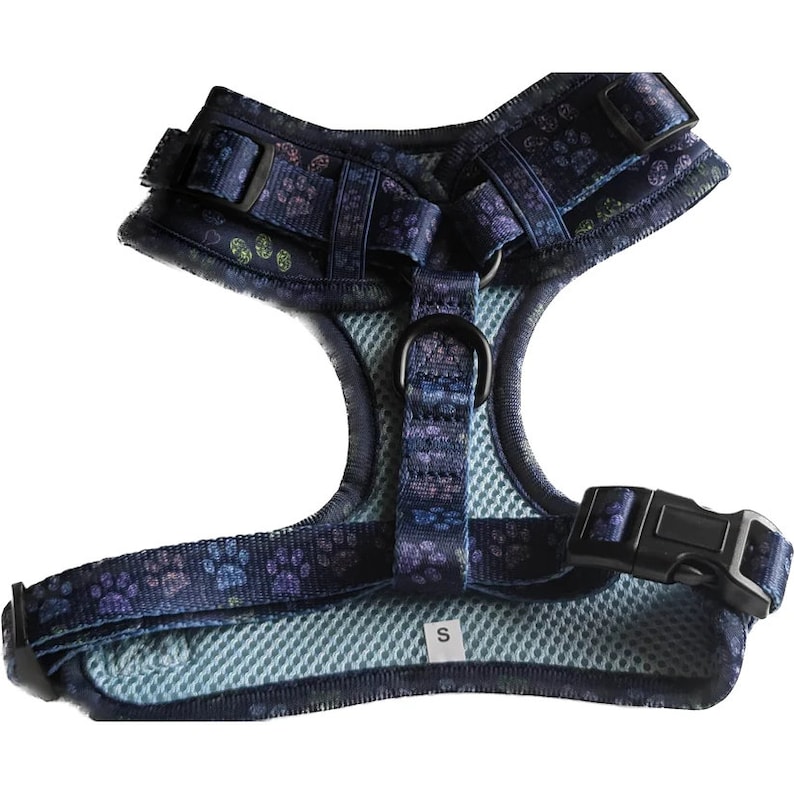 Paws & Playful Bones Harness, Handmade Dog Harness UK, Vibrant Dog