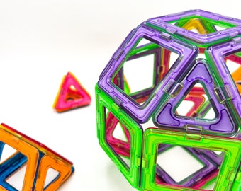 128 Pezzi Blocchi Magnetici Costruzioni – Gioco Educativo 3-10 Anni, Castelli 3D