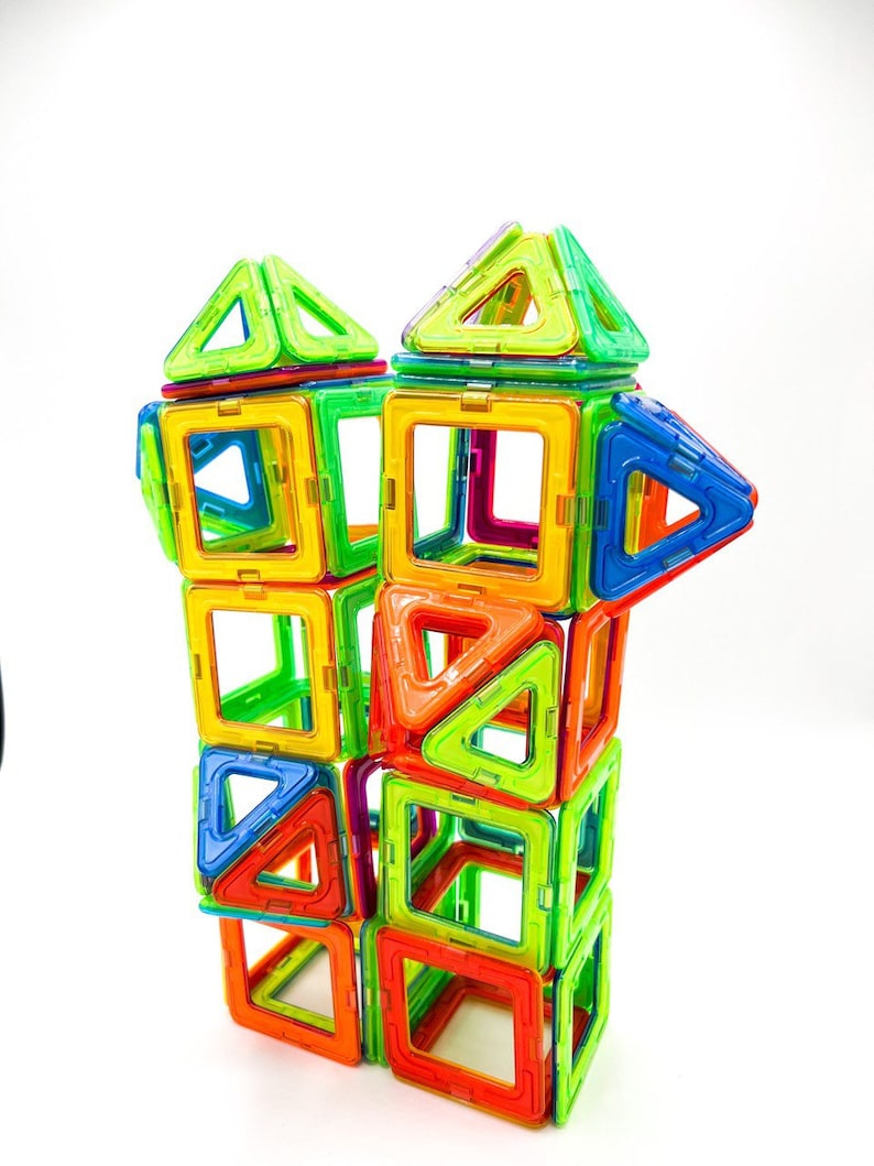 Magnetic Building Blocks 50-piece Kids Magna-tiles With Storage Bag - Etsy