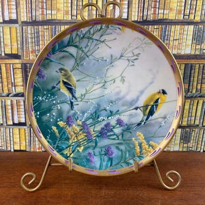 Vintage Lenox Golden Splendor Bird Plate: 24K Gold Trim, Nature&#39;s Collage