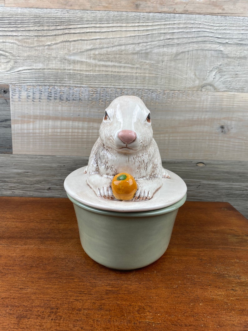 Country Farmhouse Decorative Pale Green Ceramic Rabbit, Easter Decor - Etsy