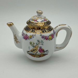 Vintage 1985 Franklin Mint Tournay Miniature Teapot, Fine Porcelain, Victoria And Franklin Museum