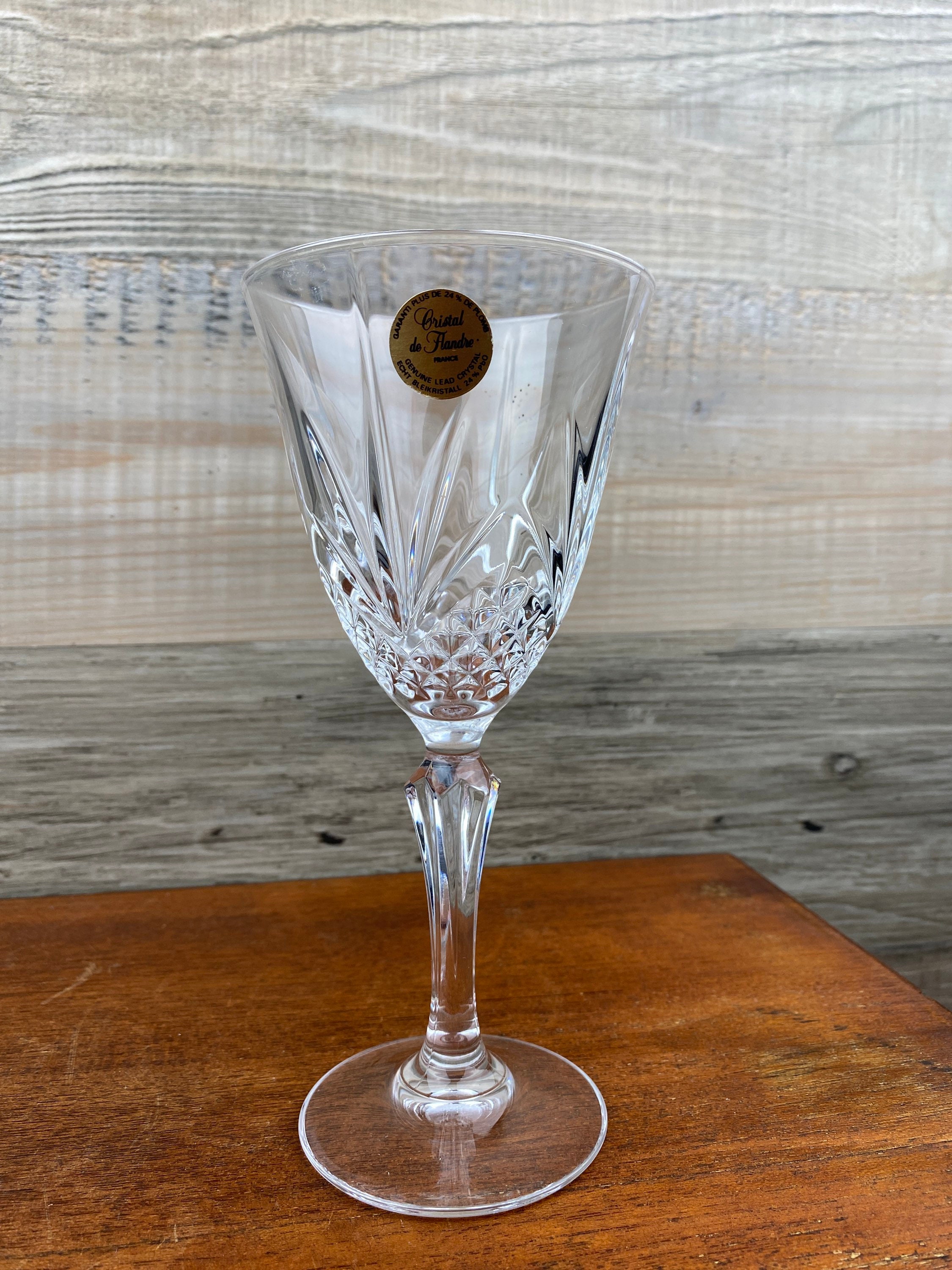 Set of 4 Vintage Cristal De Flandre Crystal Wine Glasses, French