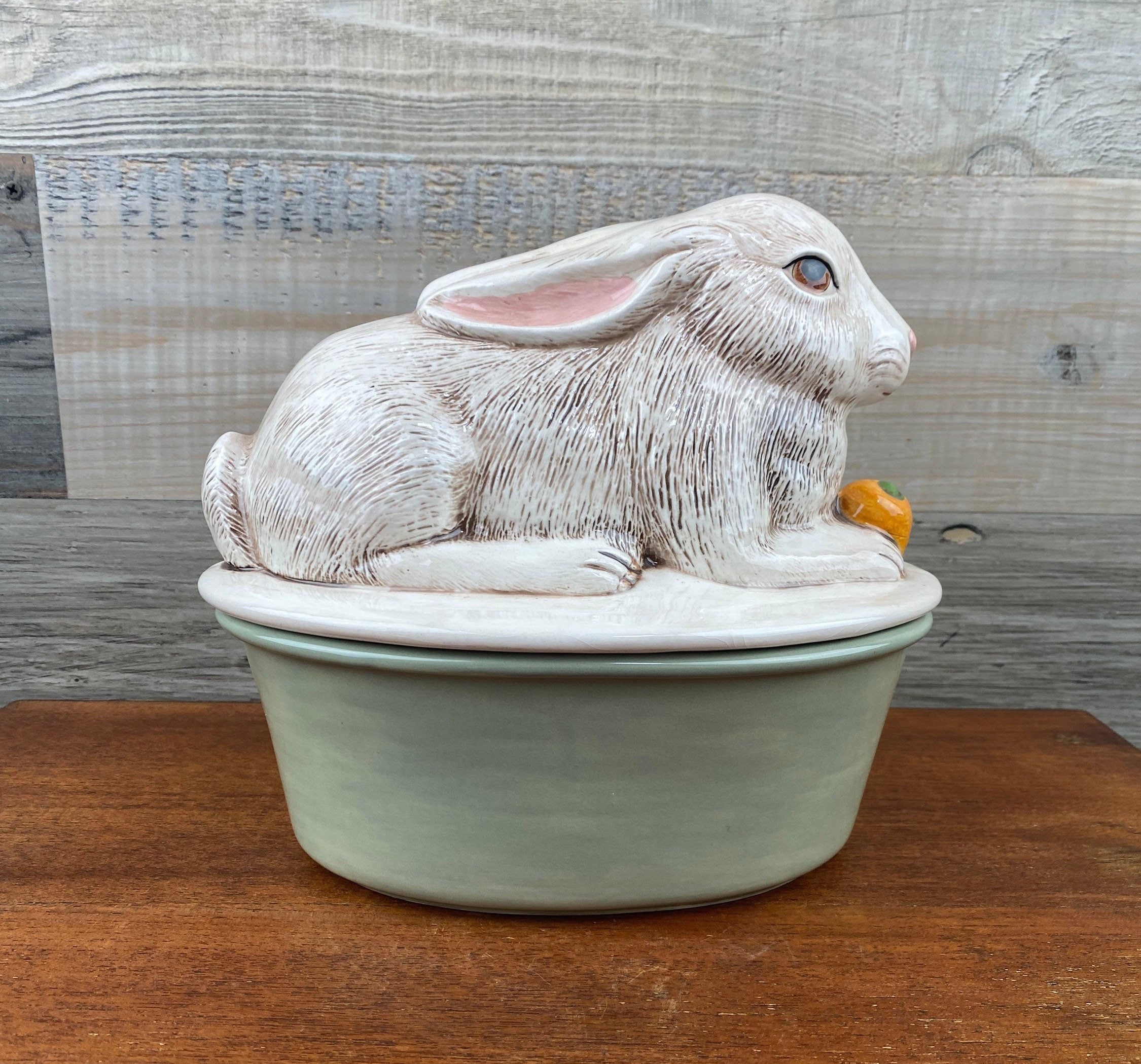 Country Farmhouse Decorative Pale Green Ceramic Rabbit, Easter Decor - Etsy