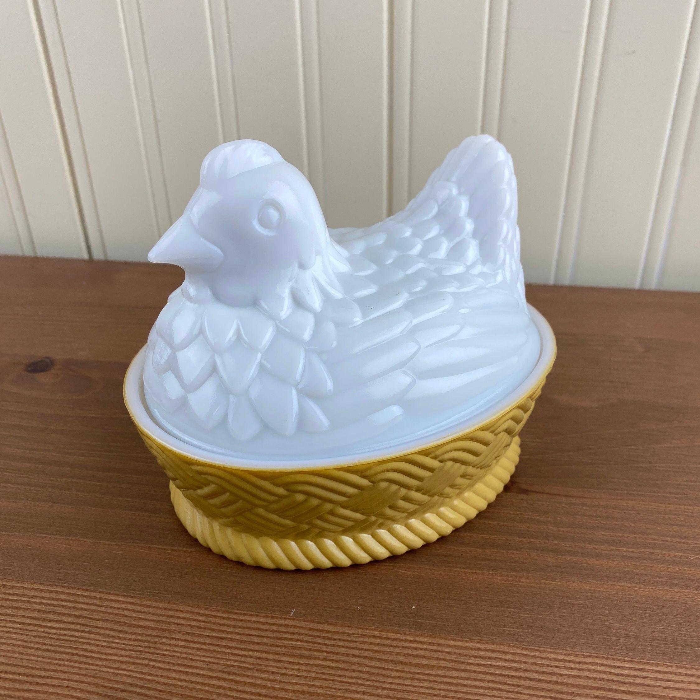 Vintage Avon White Milk Glass Hen on Nest Trinket Dish - Etsy