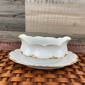 Vintage O & E.G. Royal Austria Gravy Bowl With Attached Under Plate -Oscar and Edgar Gutherz Austria