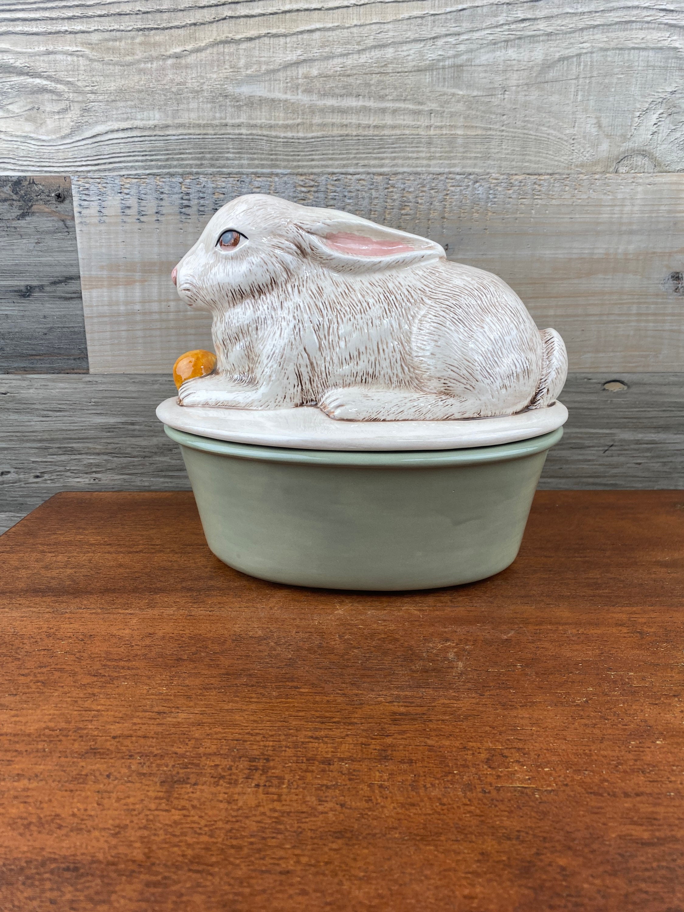 Country Farmhouse Decorative Pale Green Ceramic Rabbit, Easter Decor - Etsy