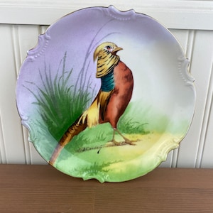 Antique Limoges Porcelain Plate: L. Coudert Pheasant, French Country Decor