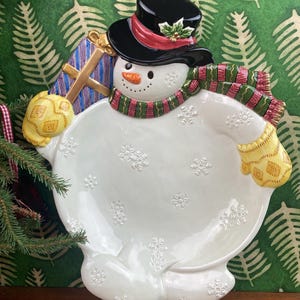 Fitz & Floyd Snowman Large Serving Plate, Holly Jolly Snowman