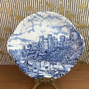 Vintage English Castles Blue by BARRATTS CASTLES Blue Cake Plate - Staffordshire