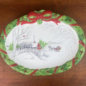 Fitz and Floyd Fitz Country Sleigh Ride Christmas Serving Platter, Fitz and Floyd Christmas
