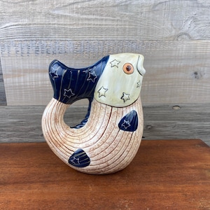 Carol Endres Pottery Fish Pitcher: Folk Art Nautical Decor