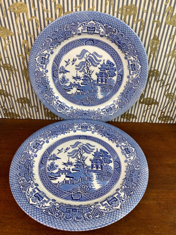 Set of EIT Willow Blue Dinner Plates Blue Willow China