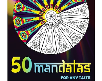 50 mandalas, målarbok för vuxna, högkvalitativt papper, spiralbindning, stresslindring, meditation, konstterapi