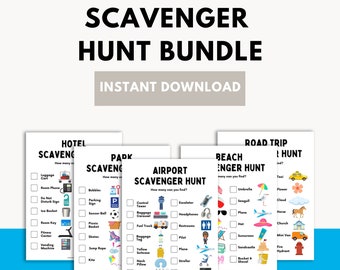 Kids Scavenger Hunt Bundle: Road Trip, Park, Beach (Digital Download)