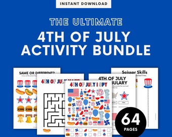 4th of July Activity Bundle for Kids: Games, Coloring Pages (Digital Download)
