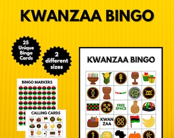 Kwanzaa Bingo, Kwanzaa Games Printable, Kwanzaa Party Games, Kwanzaa Bingo Game for Kids, Kids Kwanzaa Party Game, Printable Kwanzaa Games